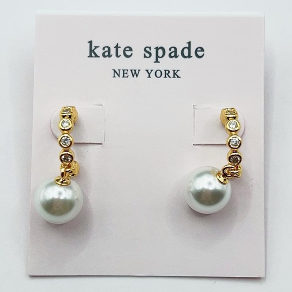 NWT Kate Spade Pearl Drop Huggies - Picture 1 of 2